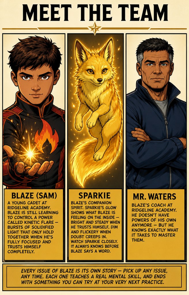 Meet the team: Blaze (Sam), Sparkie, and Mr. Waters